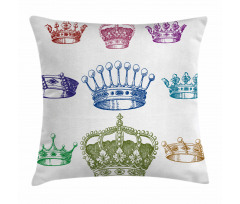 Old Antique Crown Set Pillow Cover
