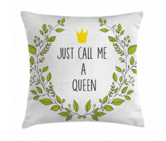 Green Wreath Words Crown Pillow Cover