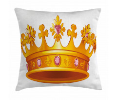 Crown Tiara with Gems Pillow Cover