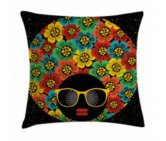 Woman Head Flower Hair Pillow Cover