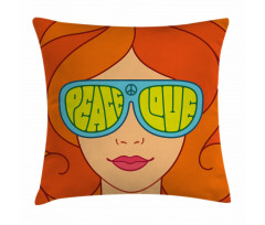 Red Hair Girl Love Peace Pillow Cover