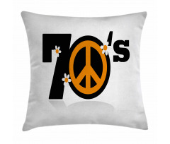 70's Peace Daisies Pillow Cover