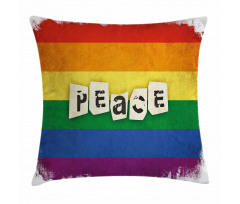 Grunge Flag Peace Word Pillow Cover