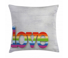 Love Sign on Wood Planks Pillow Cover