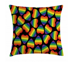 Hearts Gay Pride Flag Pillow Cover