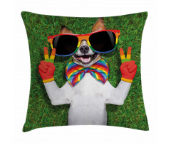 Gay Dog Peace Sign Pride Pillow Cover