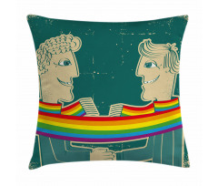 Gay Couple with Scarf Pillow Cover