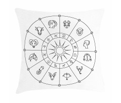 Sketchy Zodiac Circle Pillow Cover