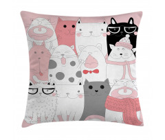 Funny Kittens Humor Doodle Pillow Cover