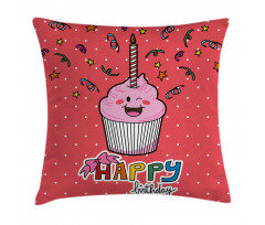 Pink Cupcake Bow Pillow Cover
