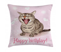 Funny Kitten Greeting Song Pillow Cover