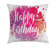 Watercolor Birthday Text Pillow Cover