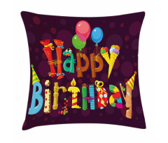 Party Objects as Letters Pillow Cover