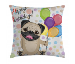 Birthday Pug Dog Pillow Cover