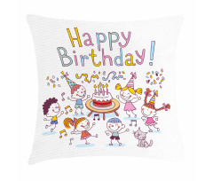 Kids Birthday Party Pillow Cover