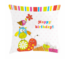 Birthday Owls Birds Pillow Cover