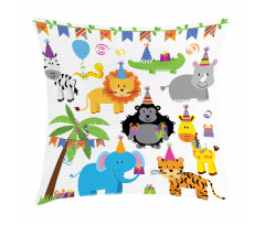 Wild Animals Birthday Pillow Cover