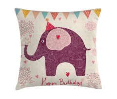Purple Art Elephant Pillow Cover