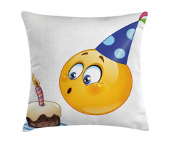 Emoji Face with Cone Pillow Cover