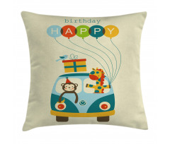 Hippie Birthday Van Pillow Cover