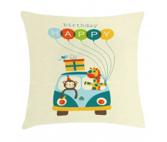 Hippie Birthday Van Pillow Cover