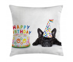 Bulldog Party Cake Pillow Cover