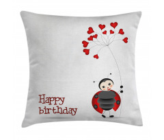 Birthday Ladybug Pillow Cover