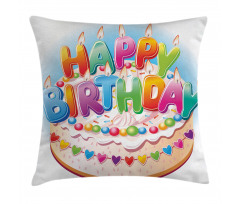 Cake Candles Hearts Pillow Cover