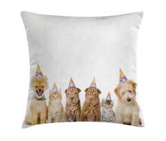 Dogs Cats at a Party Pillow Cover
