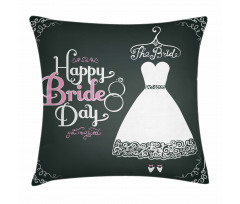 Happy Bride Day Words Pillow Cover