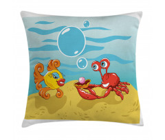 Fish Crab Cartoon Pillow Cover