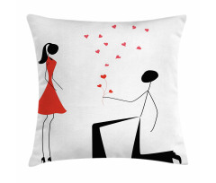 Couple with Hearts Pillow Cover