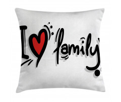I Heart Family Pictogram Pillow Cover