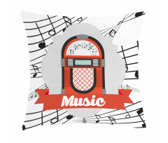 Retro Red Music Box Pillow Cover