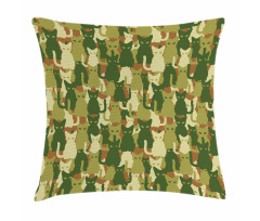 Kitten Silhouettes Jungle Pillow Cover