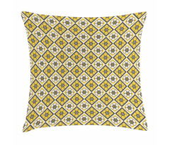 Yellow Tile Flowers Pillow Cover