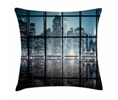 New York at Night Scenery Pillow Cover
