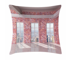 Red Brick Wall Loft City Pillow Cover