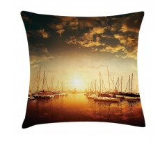Boats on the Pier Pillow Cover