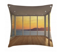 House with Mountain Ocean Pillow Cover