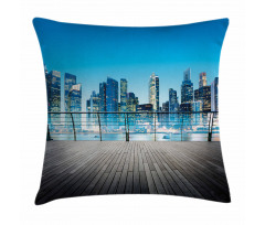 Blurry Skyscrapers Sea Pillow Cover
