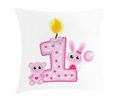 Girls Birthday Bunnies Pillow Cover