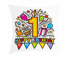 Pop Art Style Party Pillow Cover