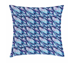 Feather and Wavy Design Pillow Cover