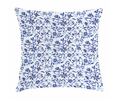 Modern Flowers Leaves Buds Pillow Cover