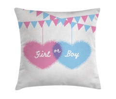 Girl Boy Hearts Flags Pillow Cover