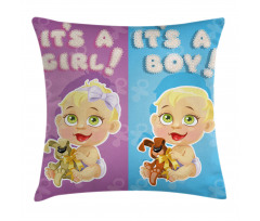 Girl Boy Dogs Pillow Cover