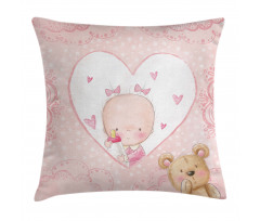 Girls Baby Teddy Bear Pillow Cover