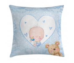 Baby Boy Teddy Bear Pillow Cover