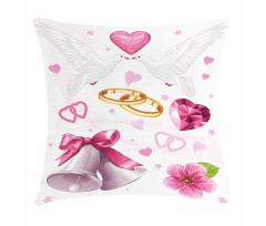 Wedding Rings Hearts Pillow Cover